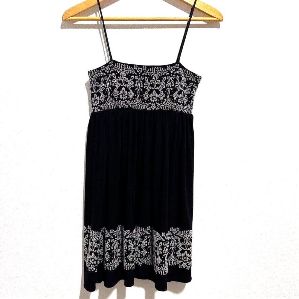 Morgan & Co. Jr. Sz 3/4 Spaghetti Strap Black Silver Glitter Lining Mini Dress